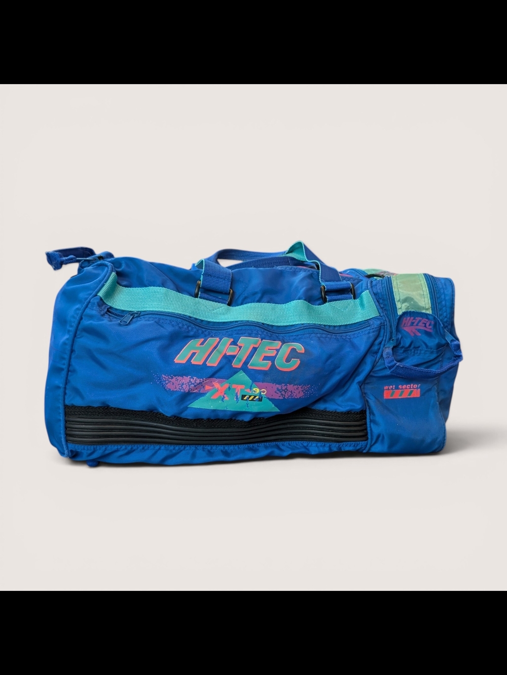 Early 90s Hi-Tec XT-90 Cross Training Duffel Bag Neon Colorblock Sport Gym Bag